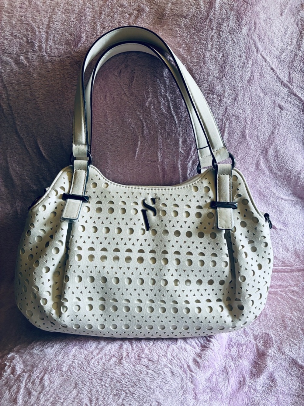 NWT Simply Vera Buena Satchel Perforated Eyelet with Strap in Summer White